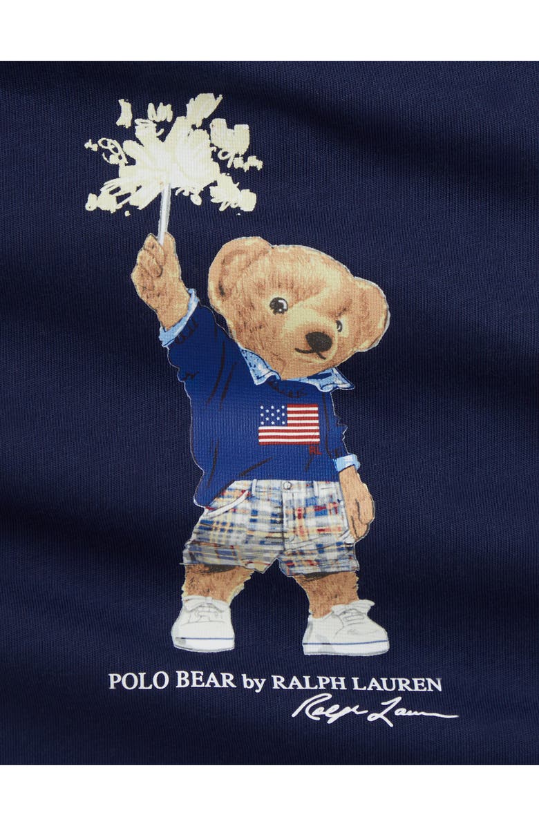 Ralph Lauren Sparkler Bear Cotton Graphic Romper, Alternate, color, 