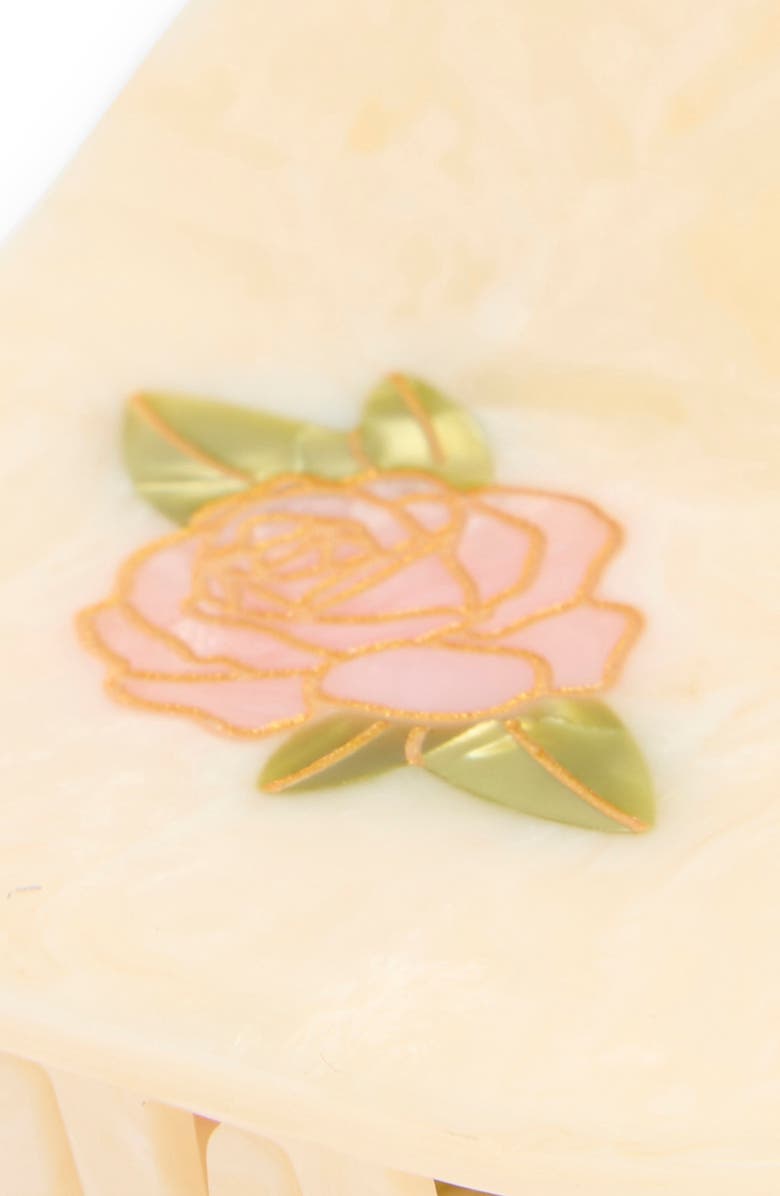 Solar Eclipse Rose Heart Claw Clip, Alternate, color, Cream