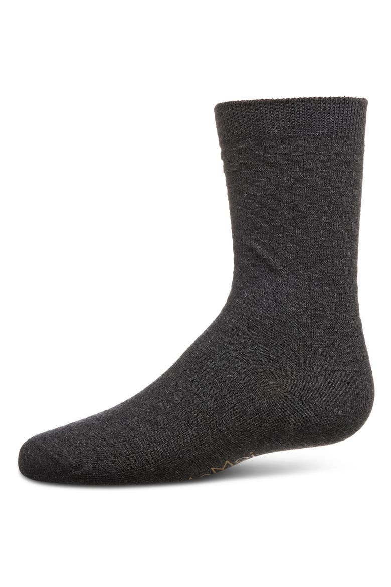 Boys Basket Weave Patterned Combed Cotton Crew Socks, Main, color, Gray