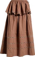 Damson Madder Anika Ruffle Grommet Organic Cotton Maxi Skirt