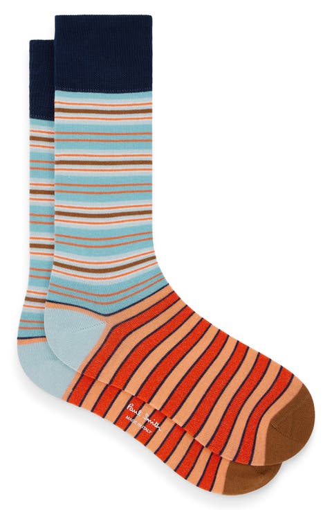 Stripe Cotton Blend Dress Socks