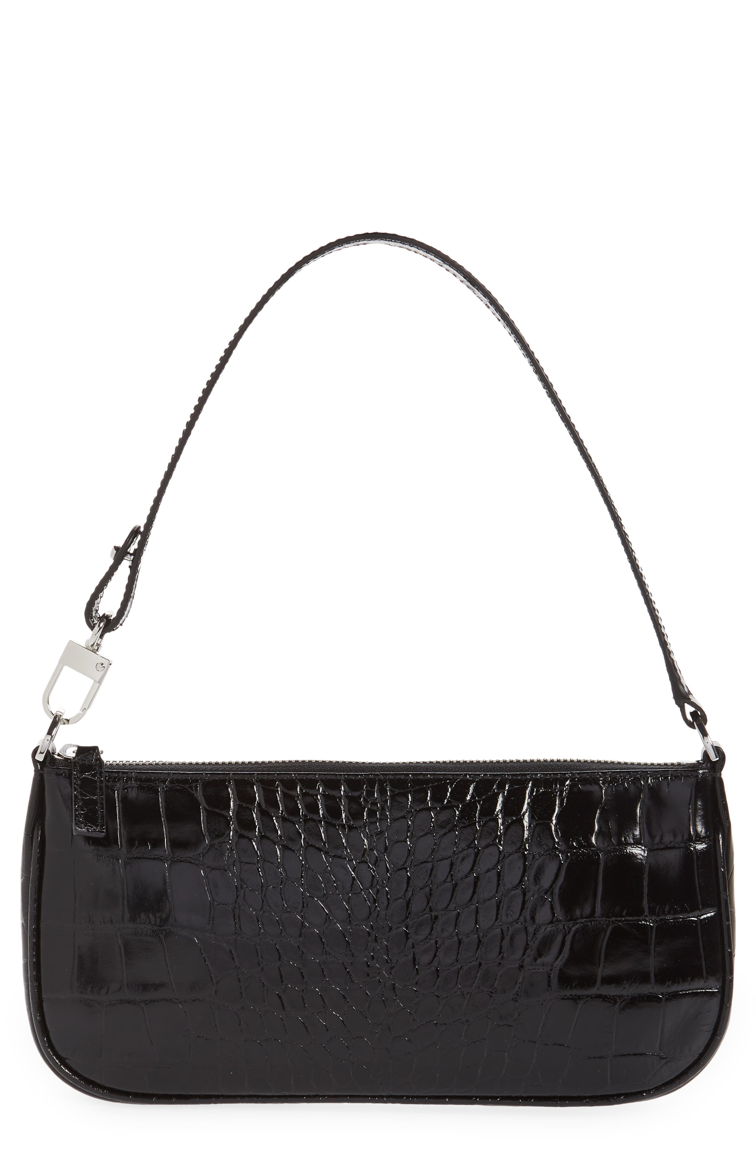 By Far Rachel Croc Embossed Leather Handbag, Main, color, 