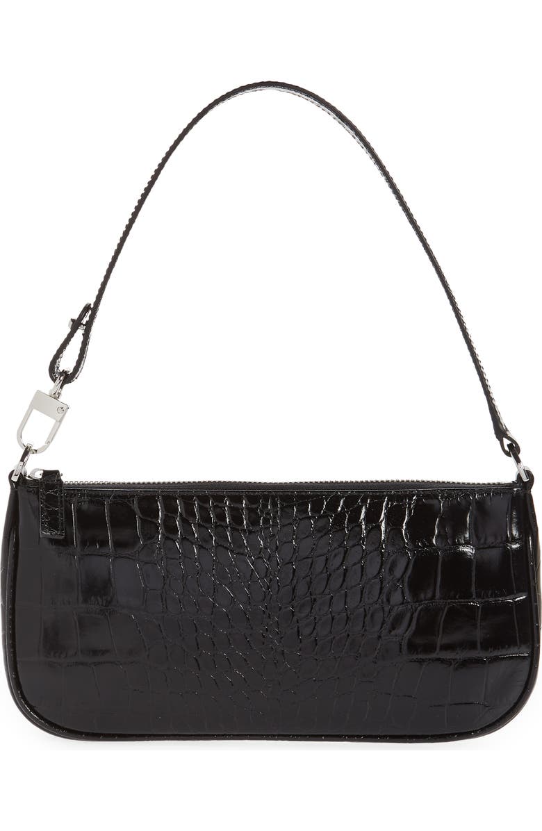 By Far Rachel Croc Embossed Leather Handbag, Main, color,