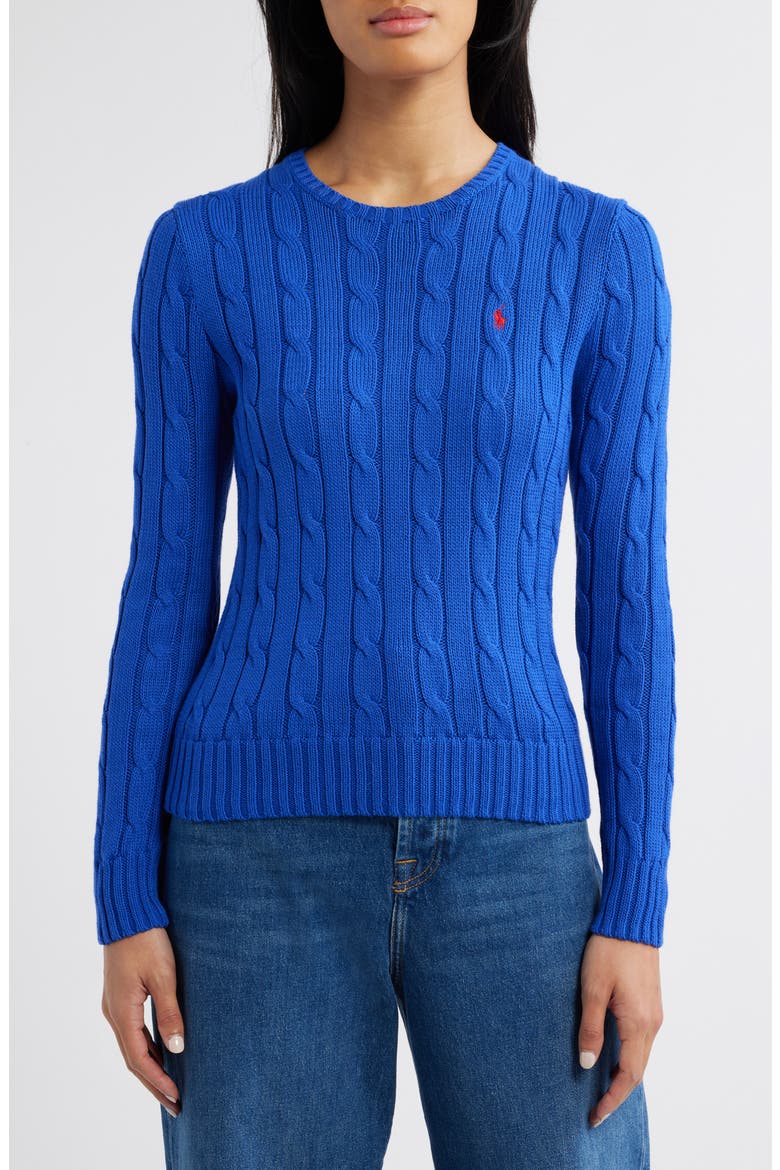 Julianna Cotton Cable Sweater, Main, color, RUGBY ROYAL