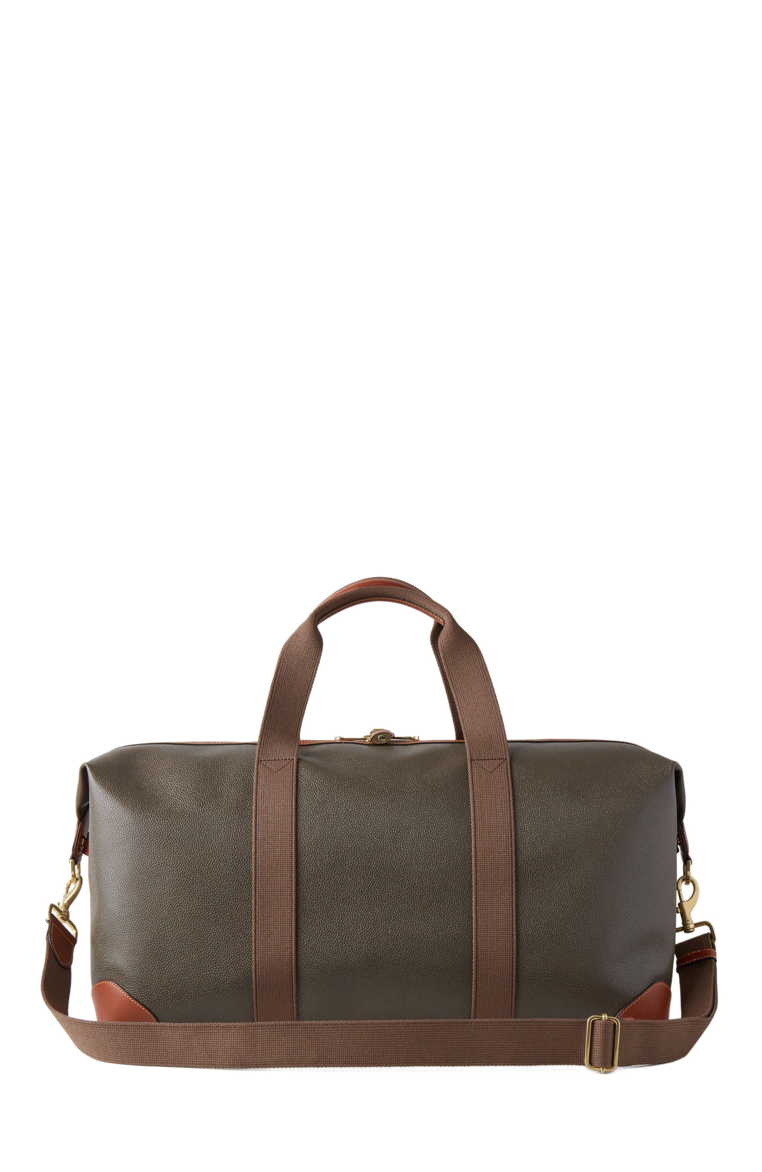 Medium Clipper Leather Duffel, Alternate, color, Mole-Cognac
