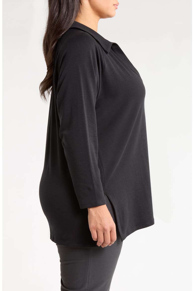 Raglan Sleeve Henley Tunic, Alternate, color, BLACK