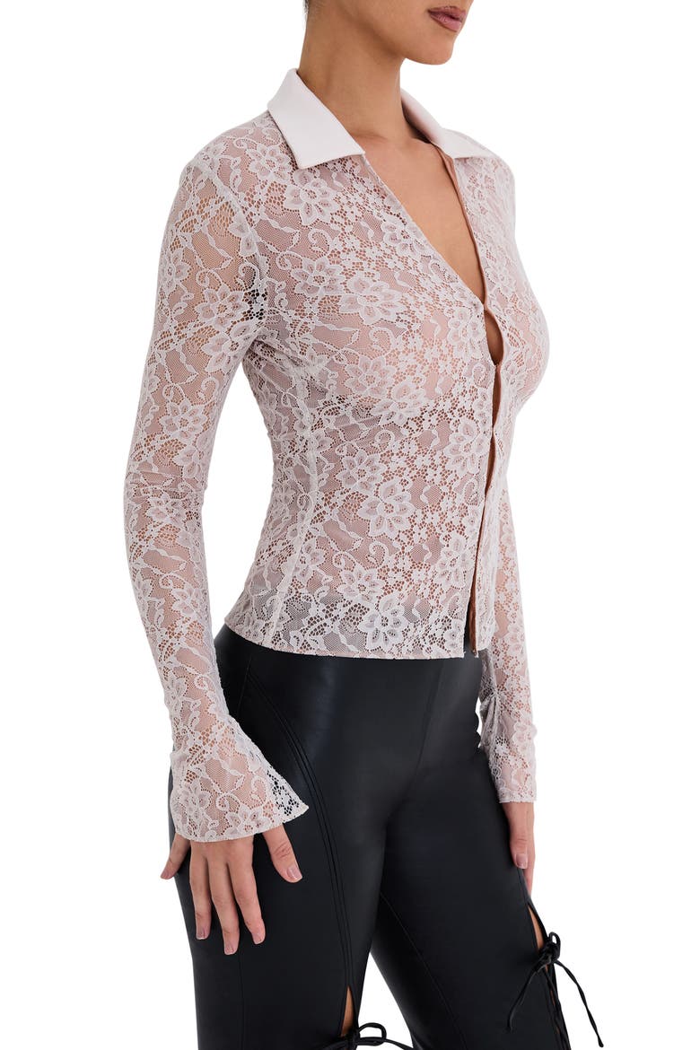 Stretch Lace Shirt, Alternate, color, CREAM
