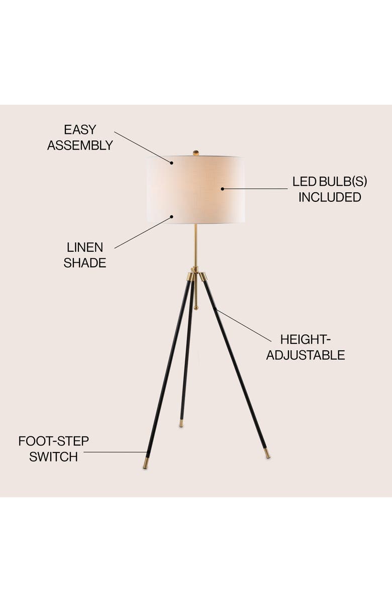 JONATHAN Y Lucius 67" Adjustable Metal LED Floor Lamp, Black/Brass, Alternate, color, Black/ Brass Gold
