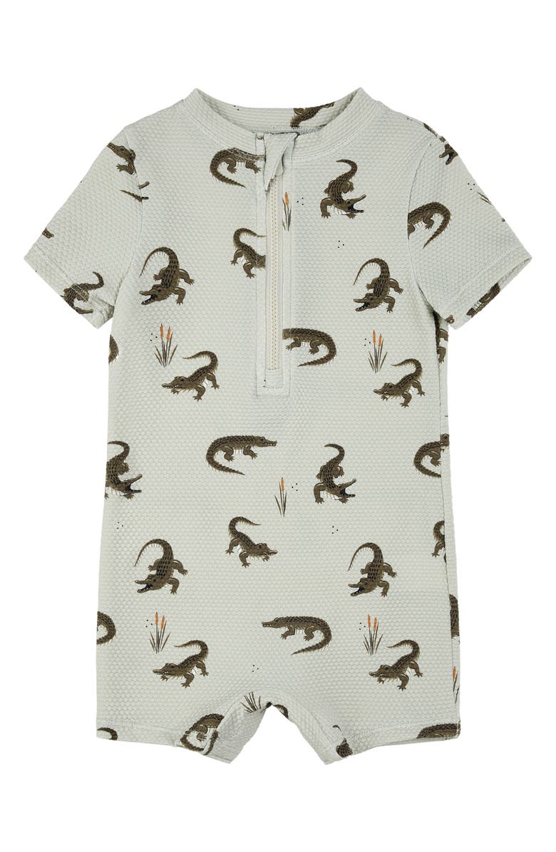 Petit Lem Crocodile UPF 50+ One-Piece Swimsuit, Main, color, Green