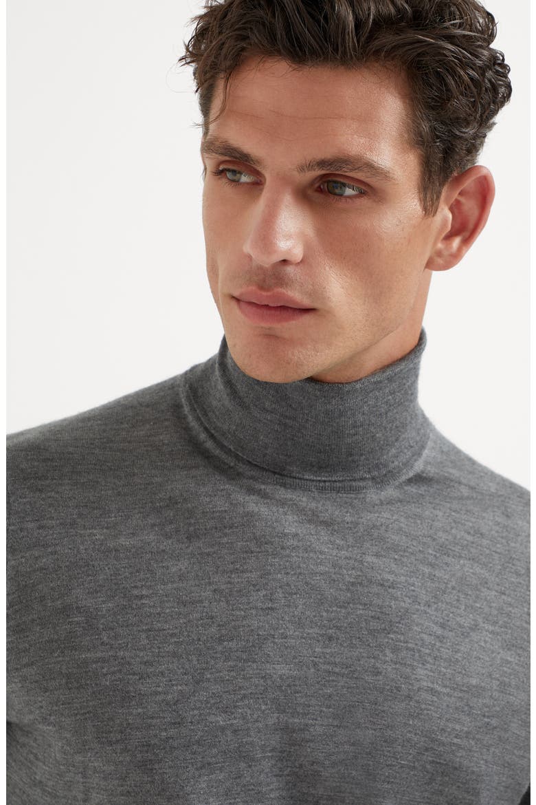 Cashmere and silk lightweight turtleneck sweater, Alternate, color, Dark Grey