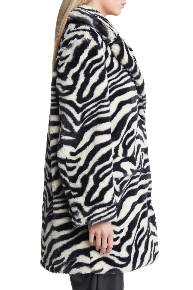 Rome Stripe Faux Fur Jacket, Alternate, color, BLACK