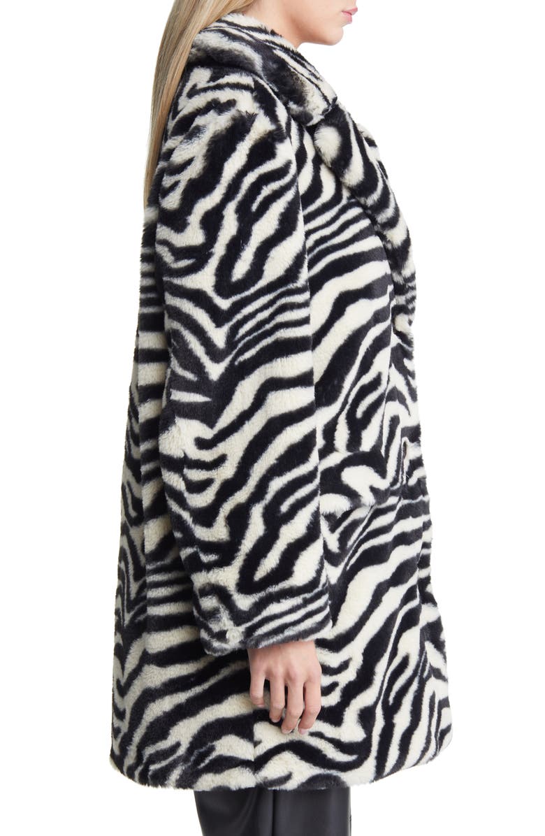 VERO MODA Rome Stripe Faux Fur Jacket, Alternate, color, 