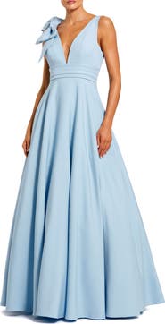 Mac Duggal Sleeveless Plunge Neck Ball Gown With Bow Detail
