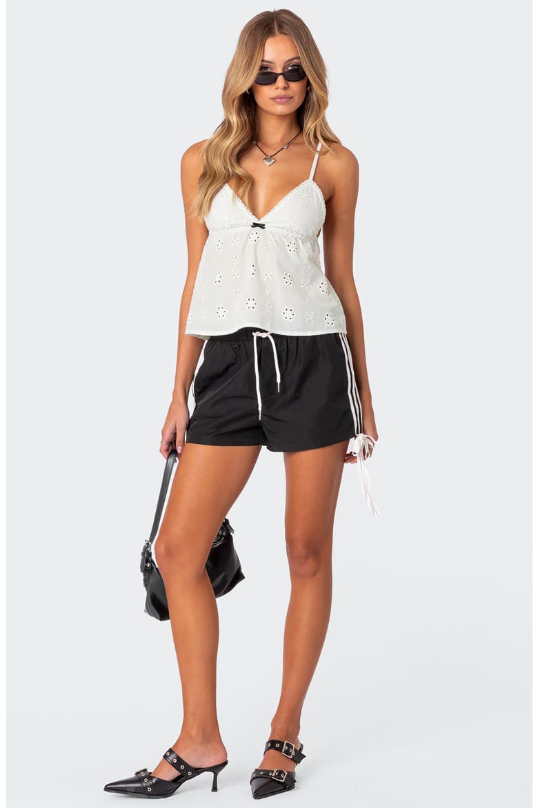 Remy Ribbon Track Shorts, Alternate, color, BLACK