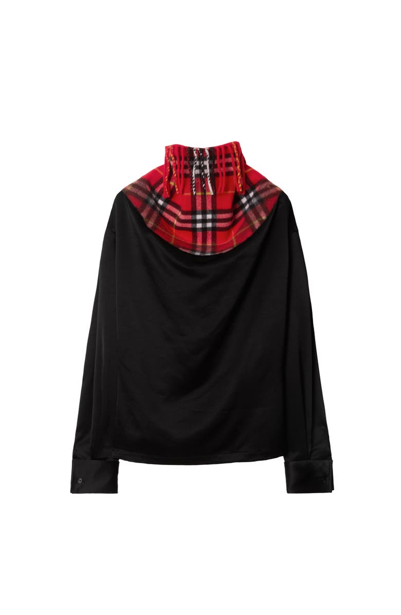 Burberry Satin and Check Scarf Top, Alternate, color, 