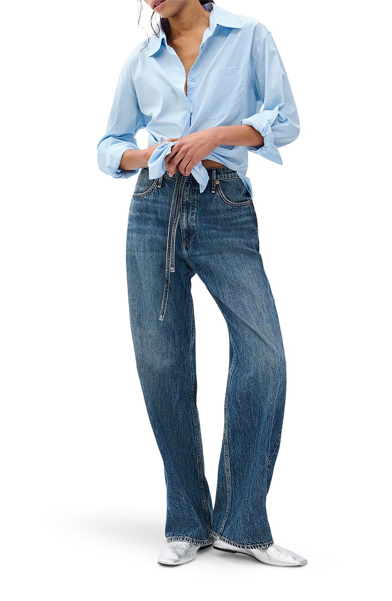 rag & bone Phoebe Drawstring Waist Wide Leg Jeans, Alternate, color, Delcan