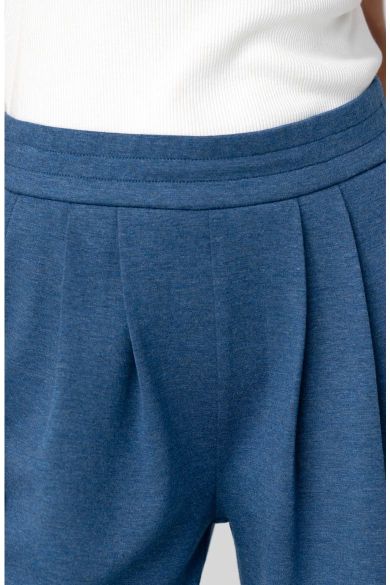 Pleat Front Pull On Wide Leg Pants, Alternate, color, HEATHERED NAVY