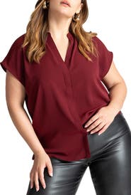 ELOQUII Notch Collar Blouse