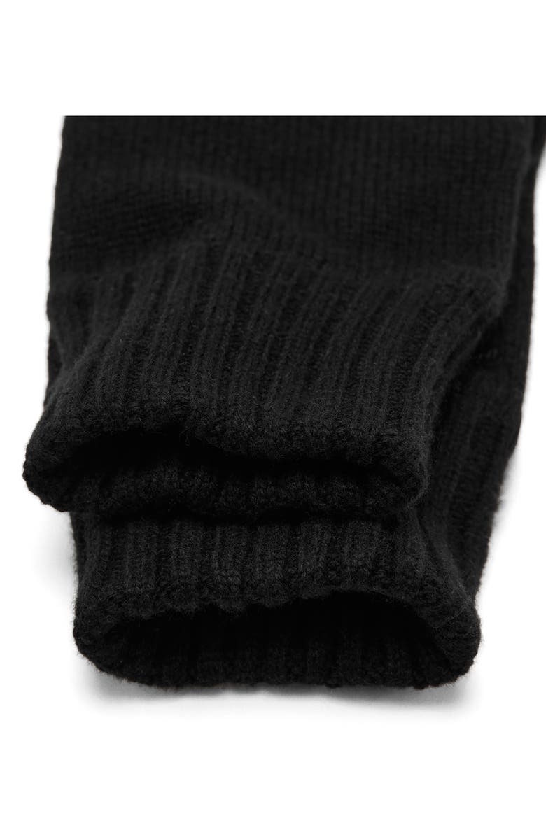 MANGO Two-Tone Knit Gloves, Alternate, color, Black