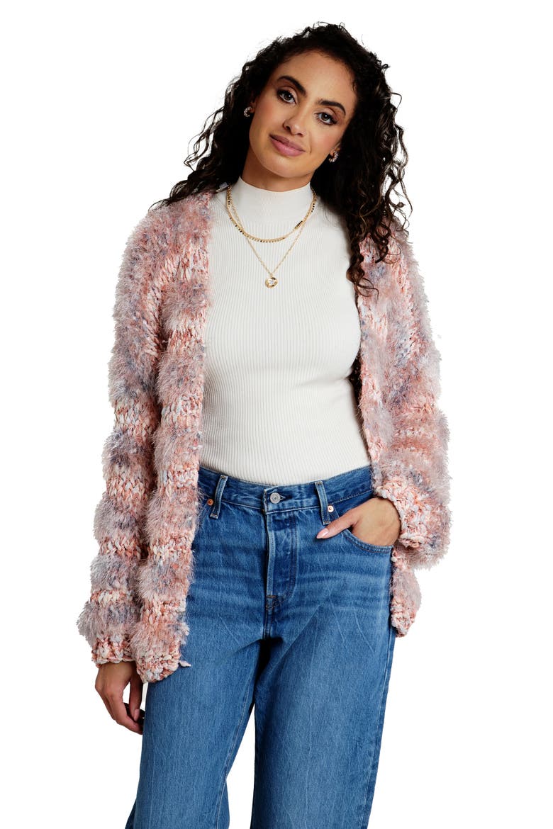 Lurex Eyelash Stripe Cardigan, Alternate, color, BLUSH