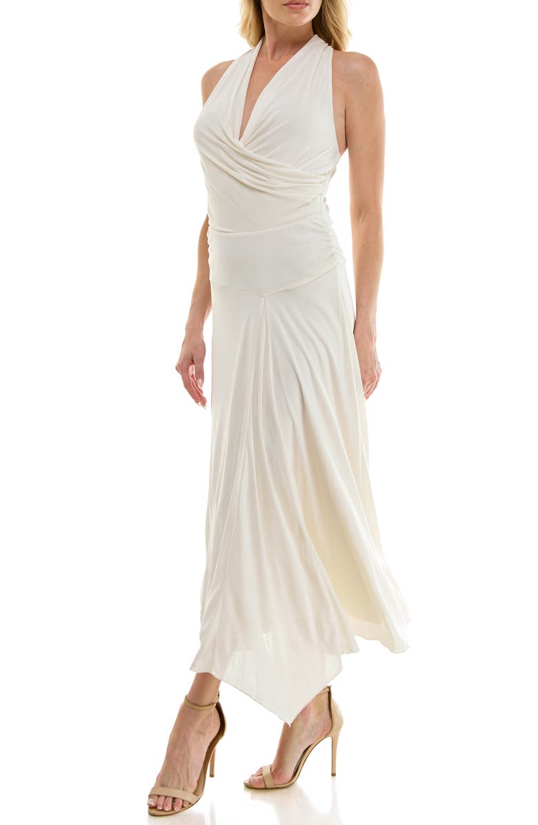 Socialite Surplice Handkerchief Hem Maxi Dress, Alternate, color, Ivory