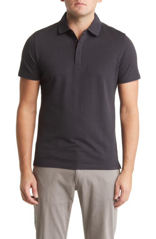 Robert Barakett Creston Micropattern Jacquard Polo in Charcoal 