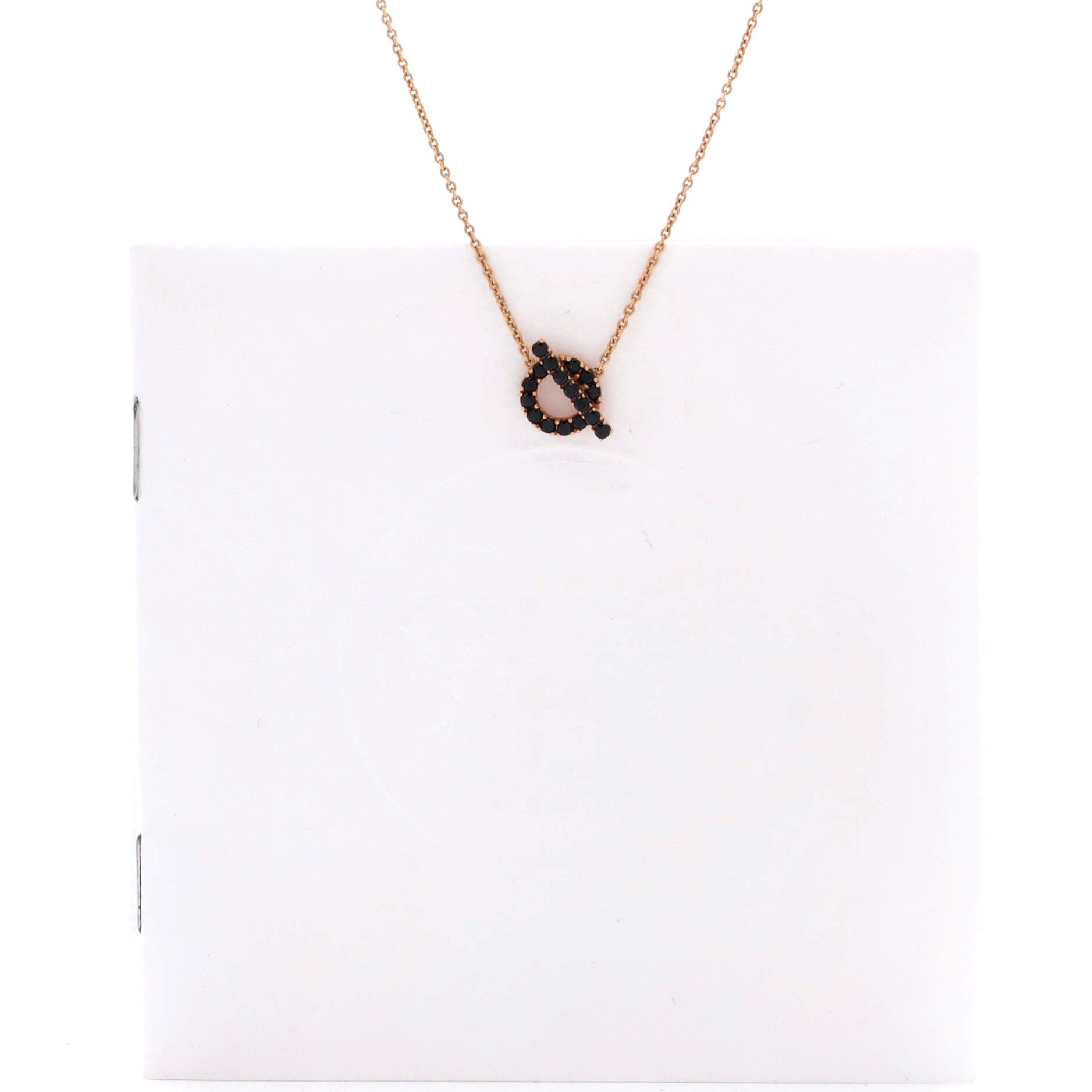 Pre-Owned Hermes Finesse Pendant Necklace 18K Rose Gold and Black Spinels, Alternate, color, Rose Gold