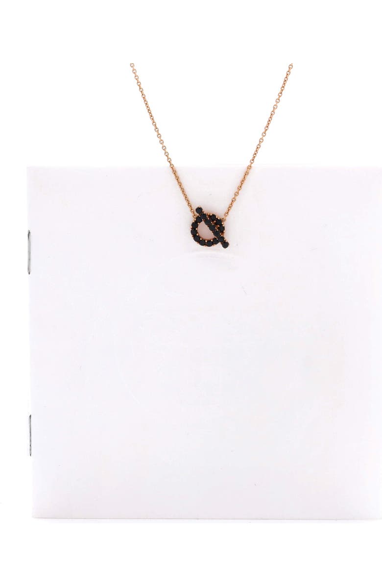 Pre-Owned Hermes Finesse Pendant Necklace 18K Rose Gold and Black Spinels, Alternate, color, Rose Gold