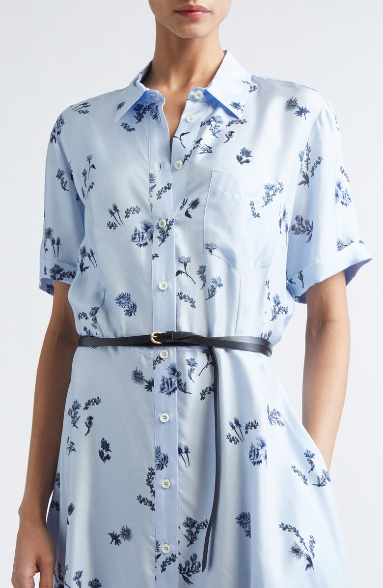 Altuzarra Kiera Floral Print Belted Silk Shirtdress, Alternate, color, Danube Shibori Flower