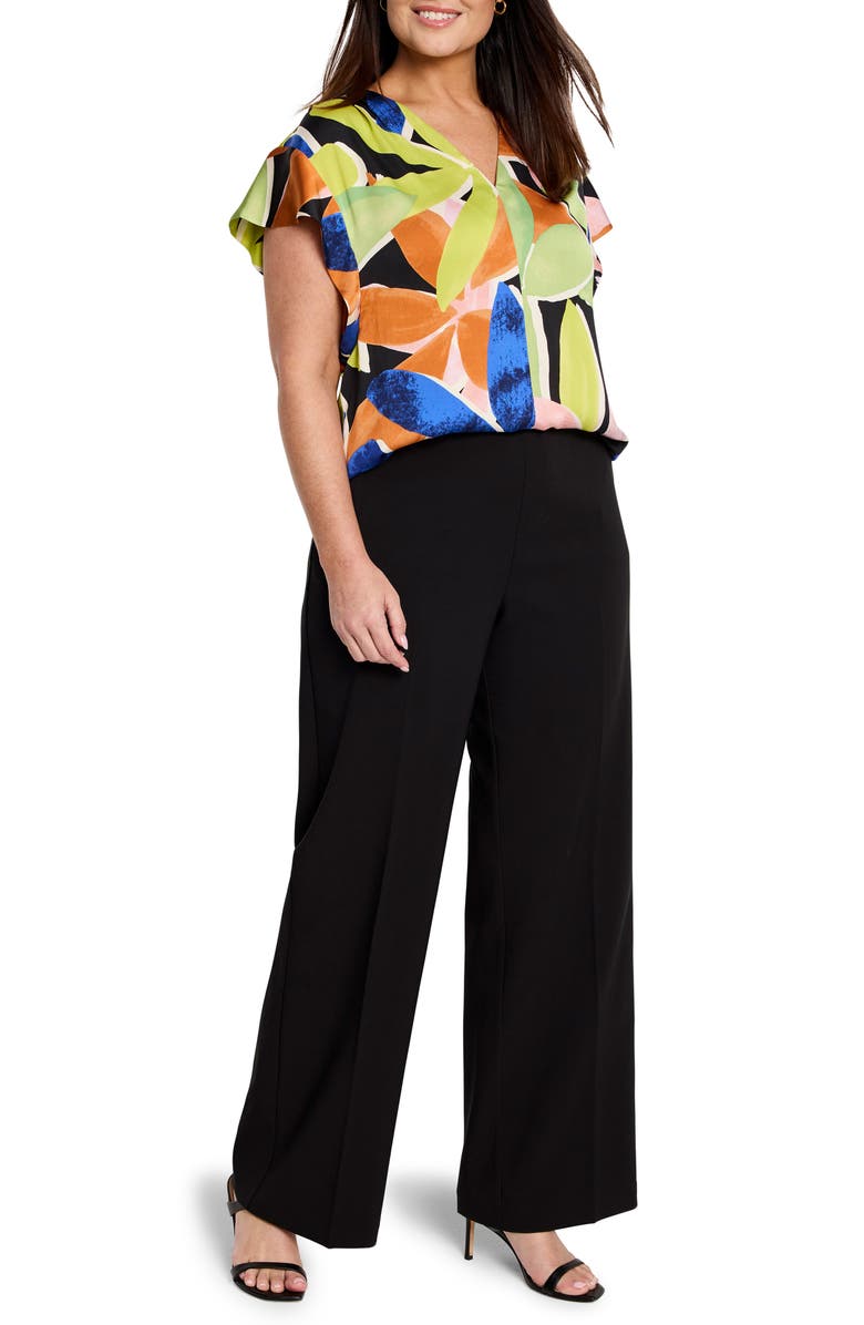 NIC+ZOE Mega Blooms Flutter Sleeve Top, Alternate, color, Green Multi