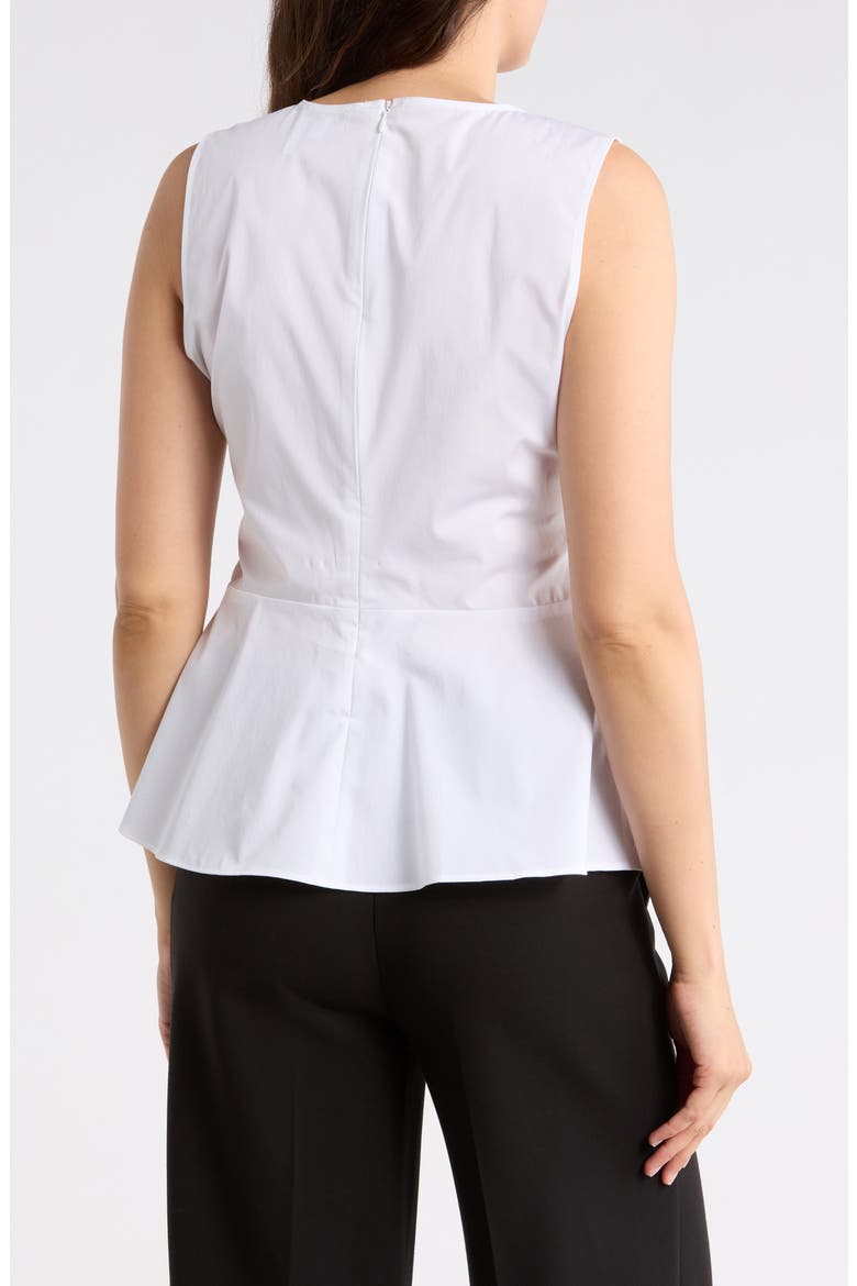 Ruched Sleeveless Peplum Top, Alternate, color, WHITE