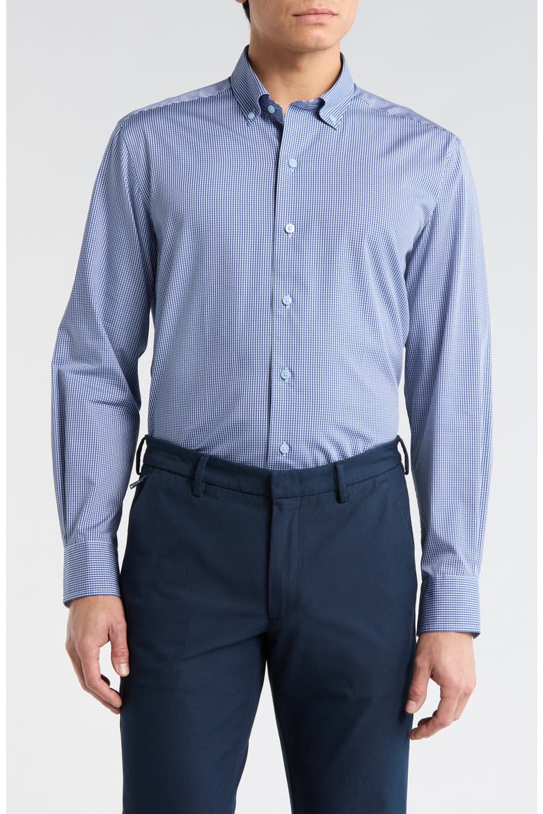 Twill Micro Check Sport Shirt, Main, color, NAVY/ SKY