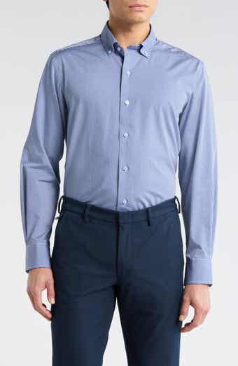 David Donahue Twill Micro Check Sport Shirt
