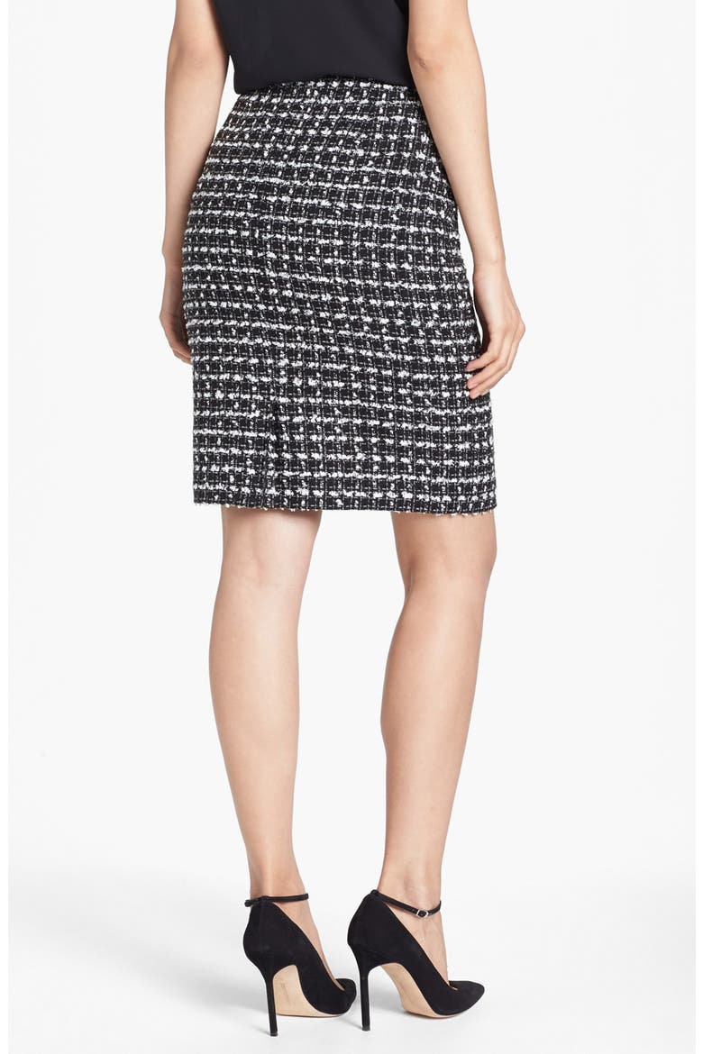 Side Zip Tweed Pencil Skirt, Alternate, color, BLACK/ CREAM CLOUD COMBO