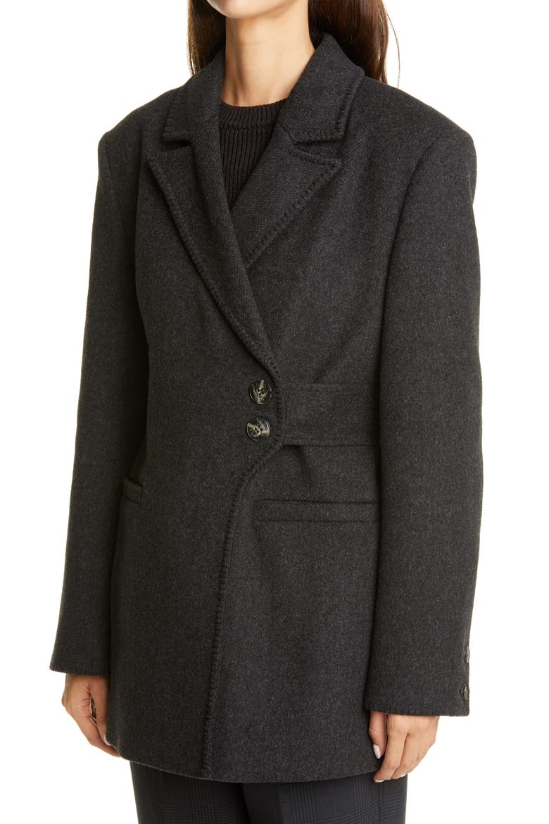 Belted Wool Blend Blazer, Alternate, color, PHANTOM