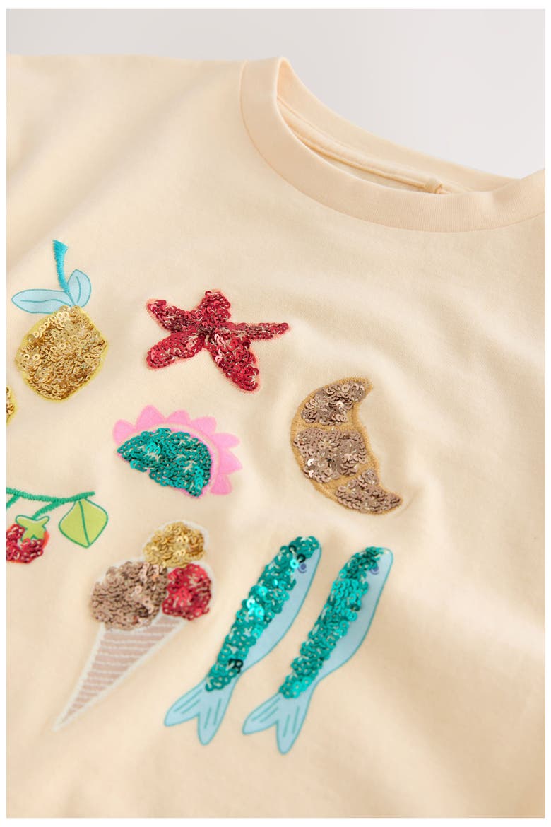 Kids' Sequin Embellished Seaside T-Shirt, Alternate, color, YELLOW