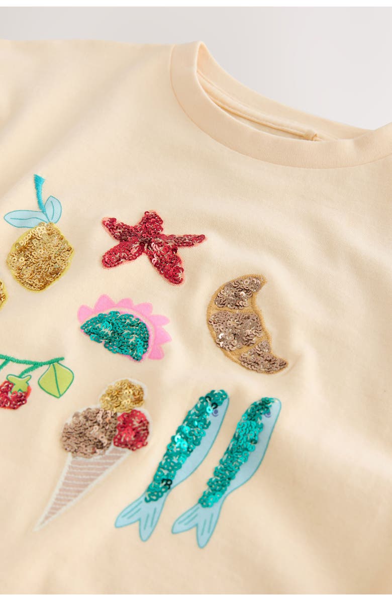 NEXT Kids' Sequin Embellished Seaside T-Shirt, Alternate, color, Yellow