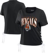 WEAR by Erin Andrews Women's WEAR by Erin Andrews Black Cincinnati Bengals Lace Up Side Modest Cropped T-Shirt