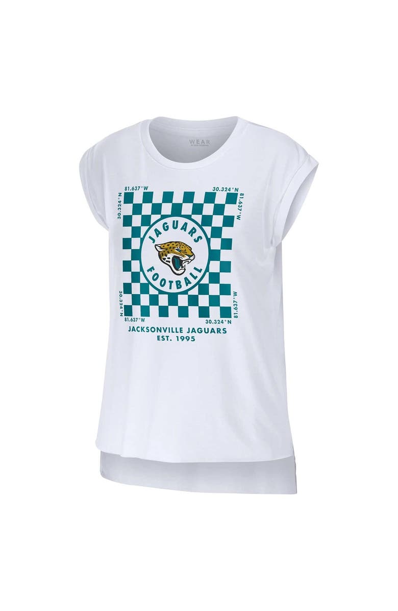 WEAR by Erin Andrews Women's WEAR by Erin Andrews White Jacksonville Jaguars Checker Muscle Tank Top, Alternate, color, White