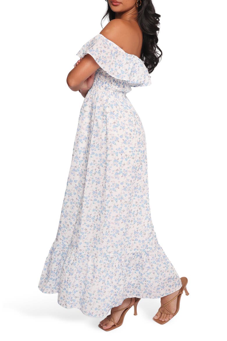 Priscilla Off the Shoulder Cotton Maxi Sundress, Alternate, color, BLUE FLORAL