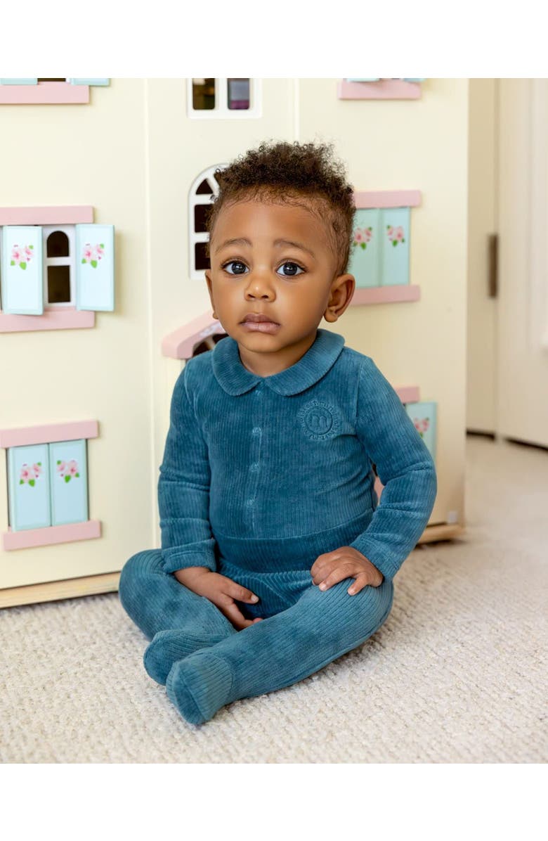 MiniMoi Sport Cotton Rich Corduroy Footie, Alternate, color, Ocean Depths