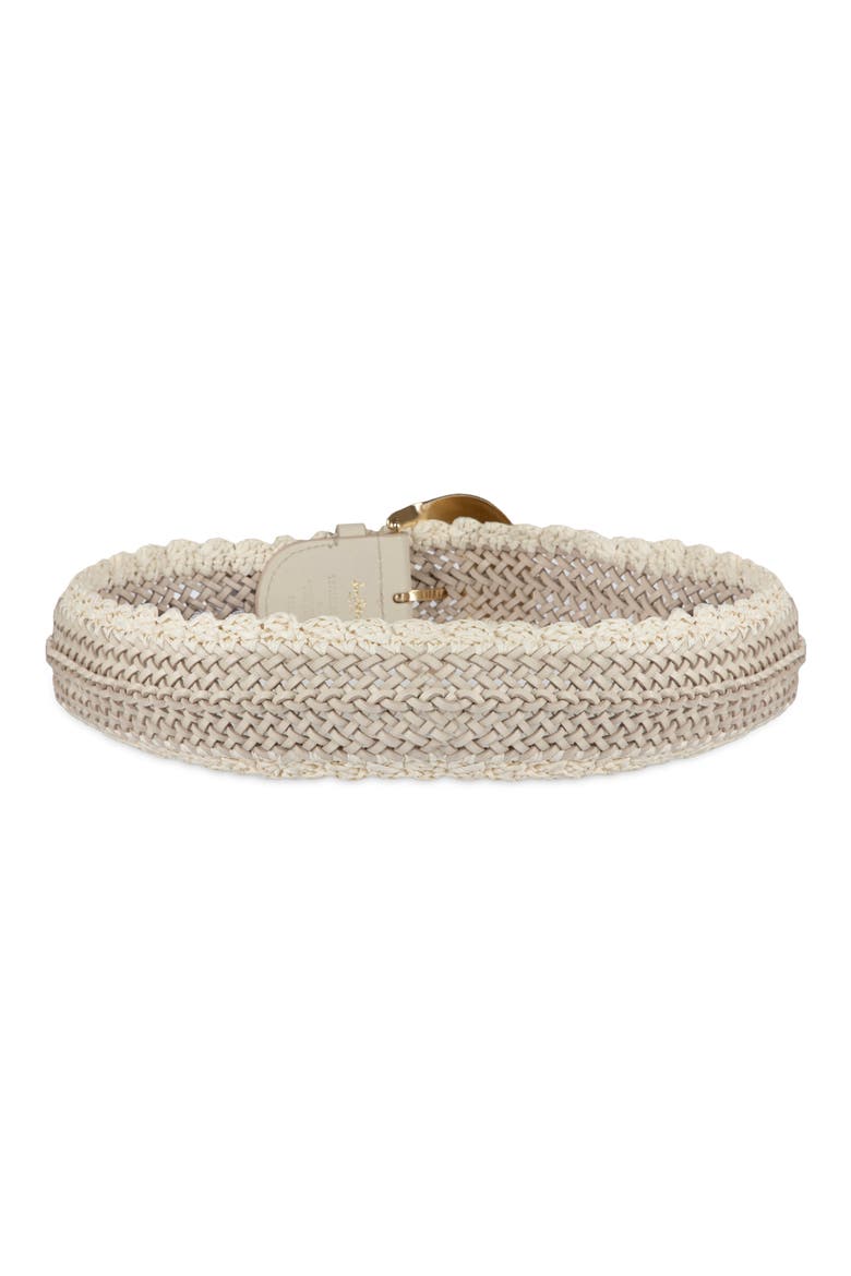 Woven Leather & Raffia Wide Belt, Alternate, color, BONE