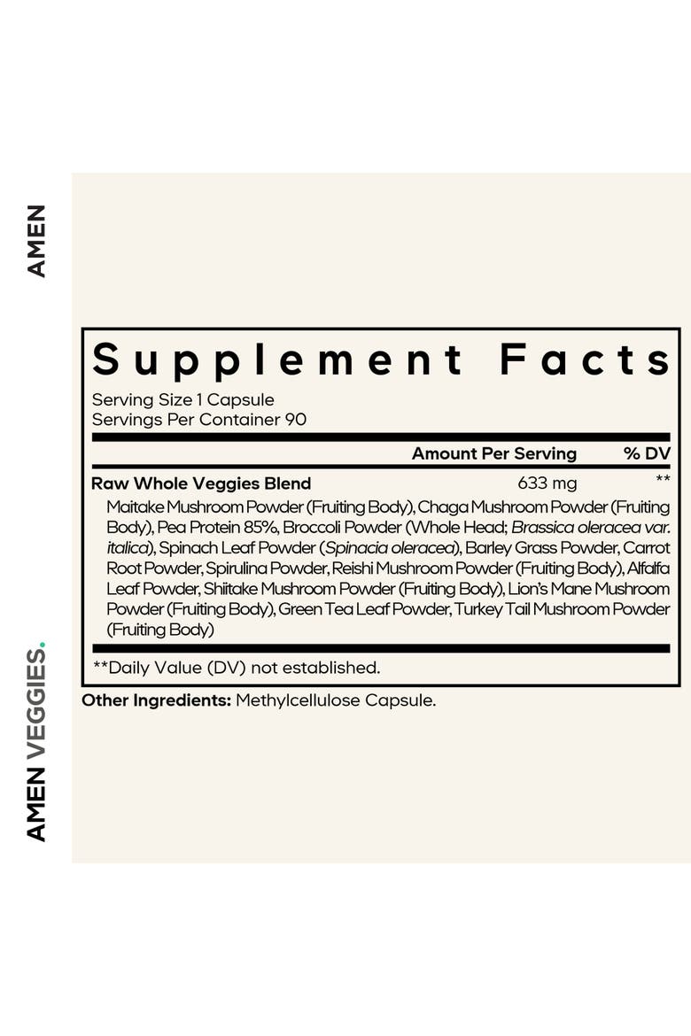 Amen Veggies Daily Vitamins & Minerals Supplement, Alternate, color, White