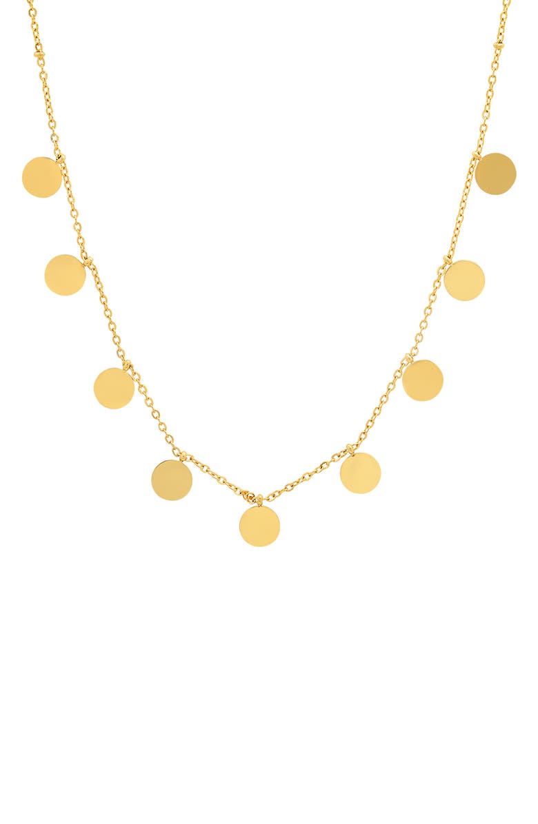 HMY JEWELRY 18K Yellow Gold Plated Stainless Steel Disc Charm Necklace, Main, color, Yellow