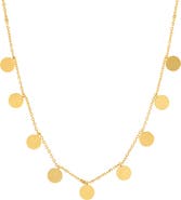 HMY JEWELRY 18K Yellow Gold Plated Stainless Steel Disc Charm Necklace