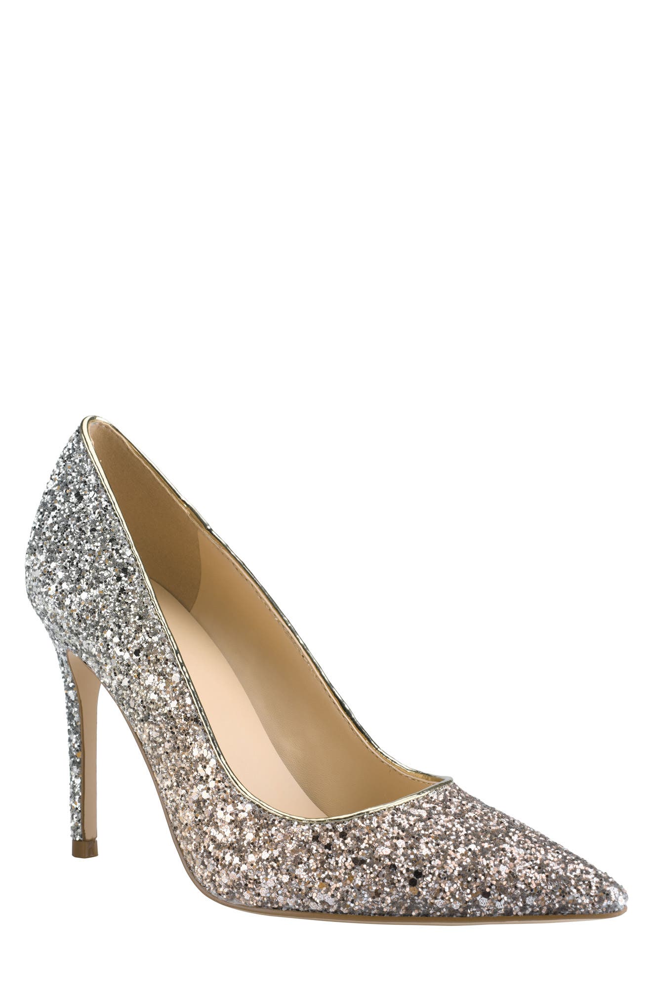 Ricky Pointed Toe Glitter Pump, Main, color, GOLD