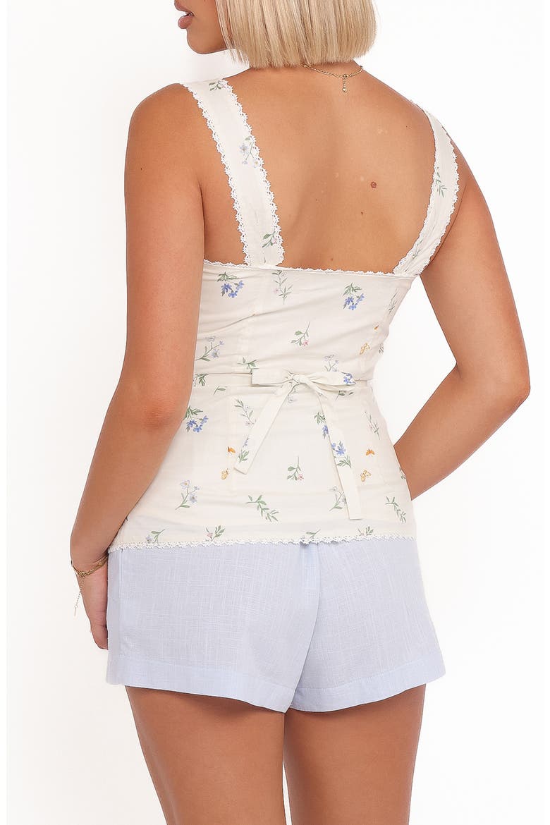 Ana Floral Embroidered Lace Trim Split Front Top, Alternate, color, FLORAL