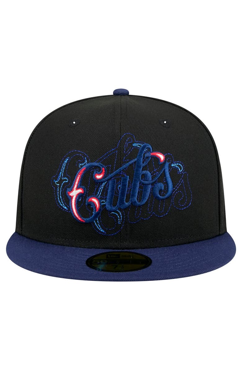New Era Men's New Era Black Chicago Cubs Shadow Stitch 59FIFTY Fitted Hat, Alternate, color, 
