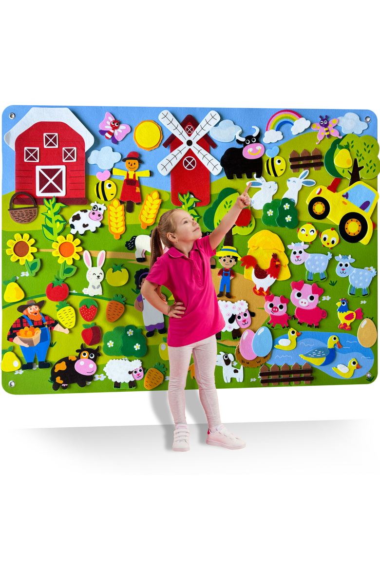 Kids Felt Board Learning Set, Main, color, Farm