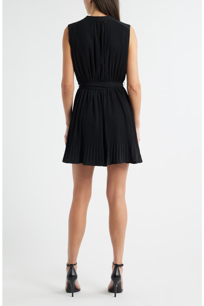 Pleated Minidress, Alternate, color, BLACK